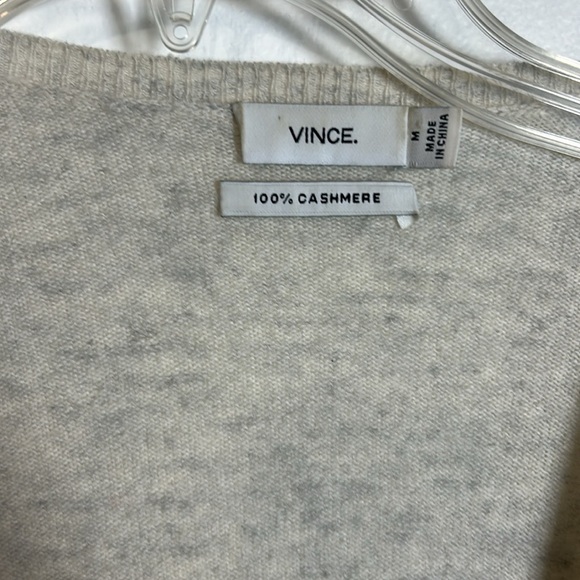 Vince women’s 100% cashmere gray tan open front cascade short cardigan m - Picture 3 of 5